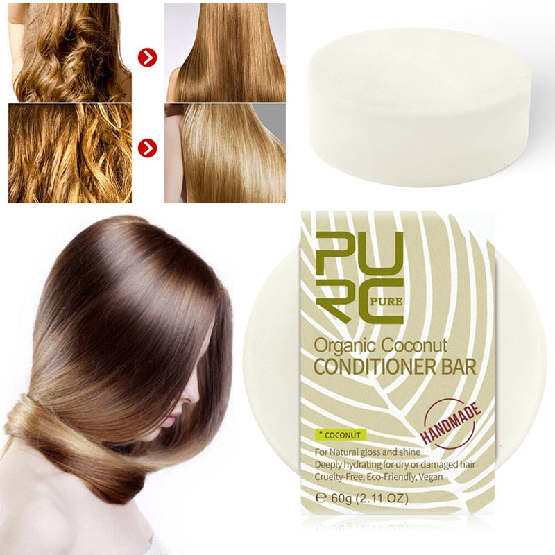 1Pc Deeply hydrating Hair Care Organic Flavor Coconut Conditioner Bar Handmade hair shampoo Repair Damage Frizzy Shampoo TSLM2
