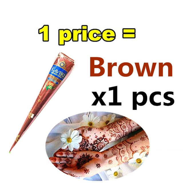 Ladies Fashion Mehndi Henna Paste Cone Temporary Tattoo Makeup Tool 100% Safe Waterproof